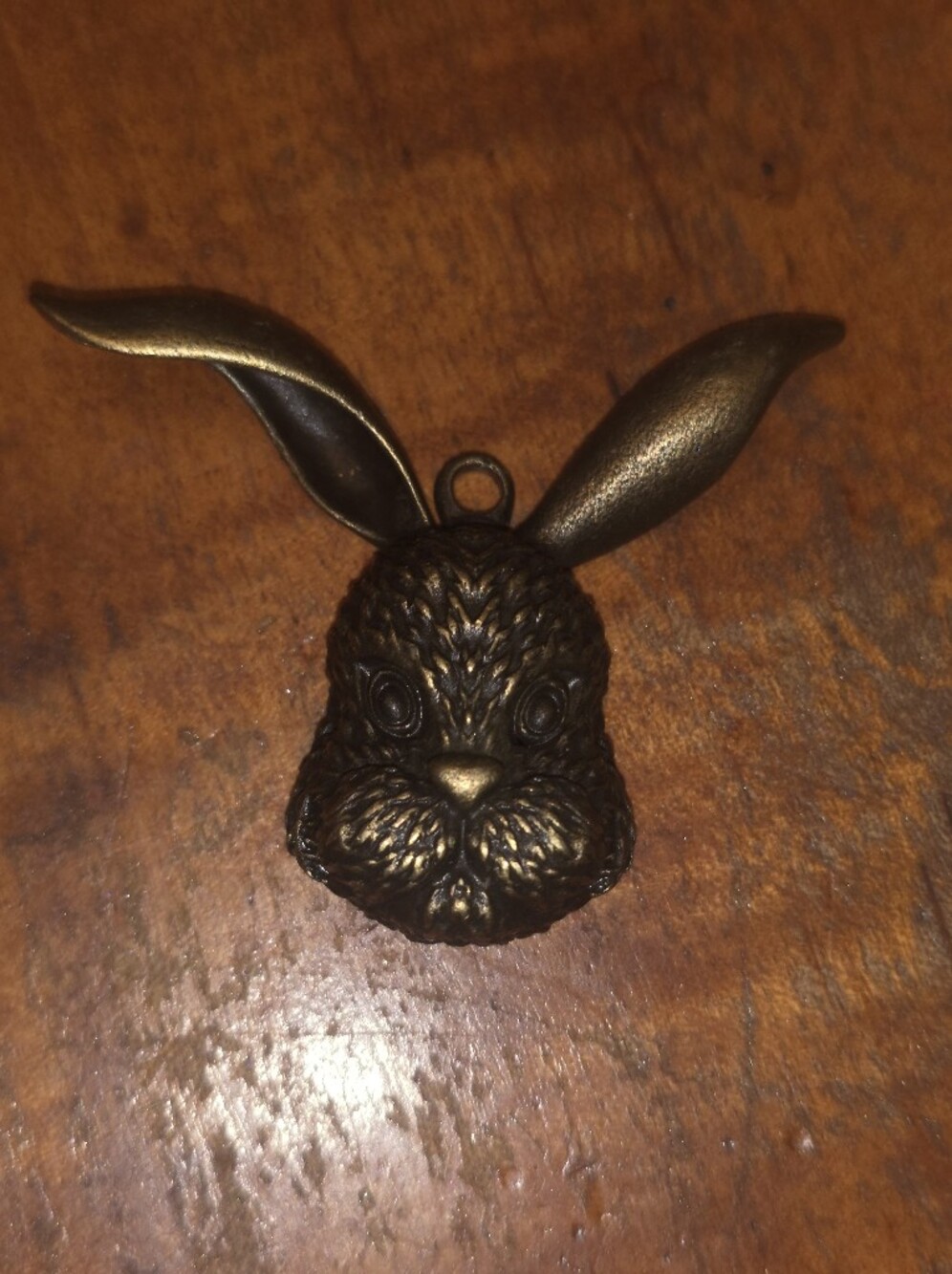 Large Rabbit Head Pendant With Red Rhinestone Eyes
